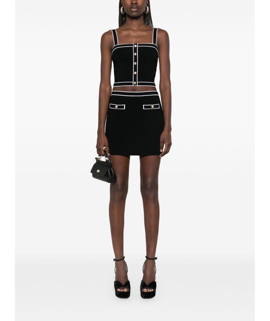 ALICE+OLIVIA Черная шерстяная юбка мини, фото 3