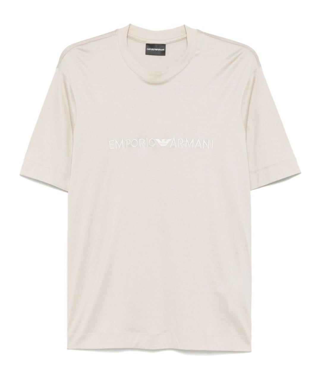 EMPORIO ARMANI Бежевая хлопковая футболка, фото 1
