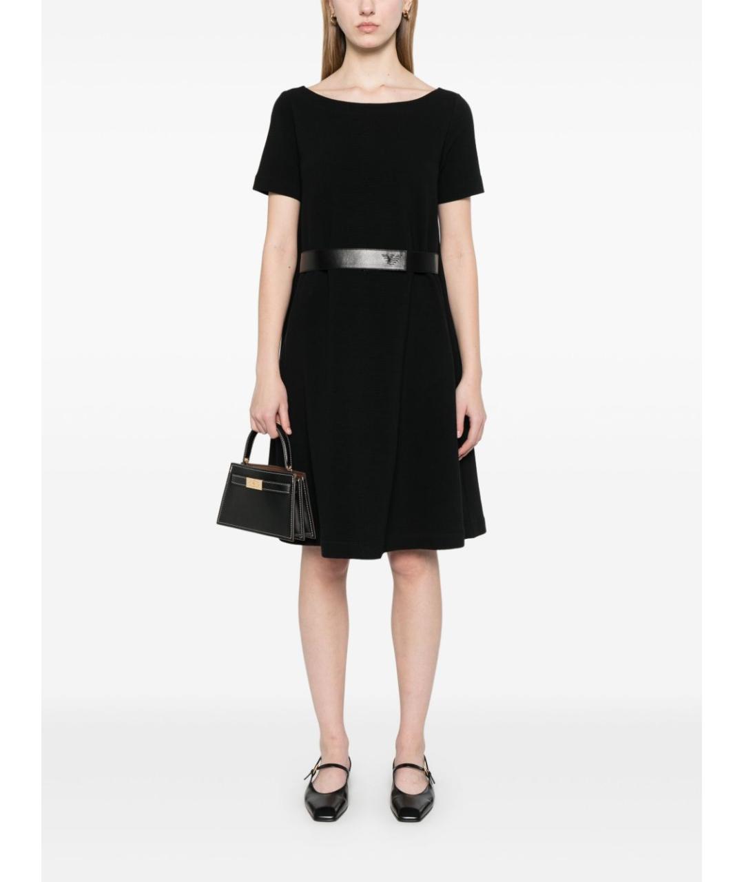 EMPORIO ARMANI Черное хлопковое платье, фото 2