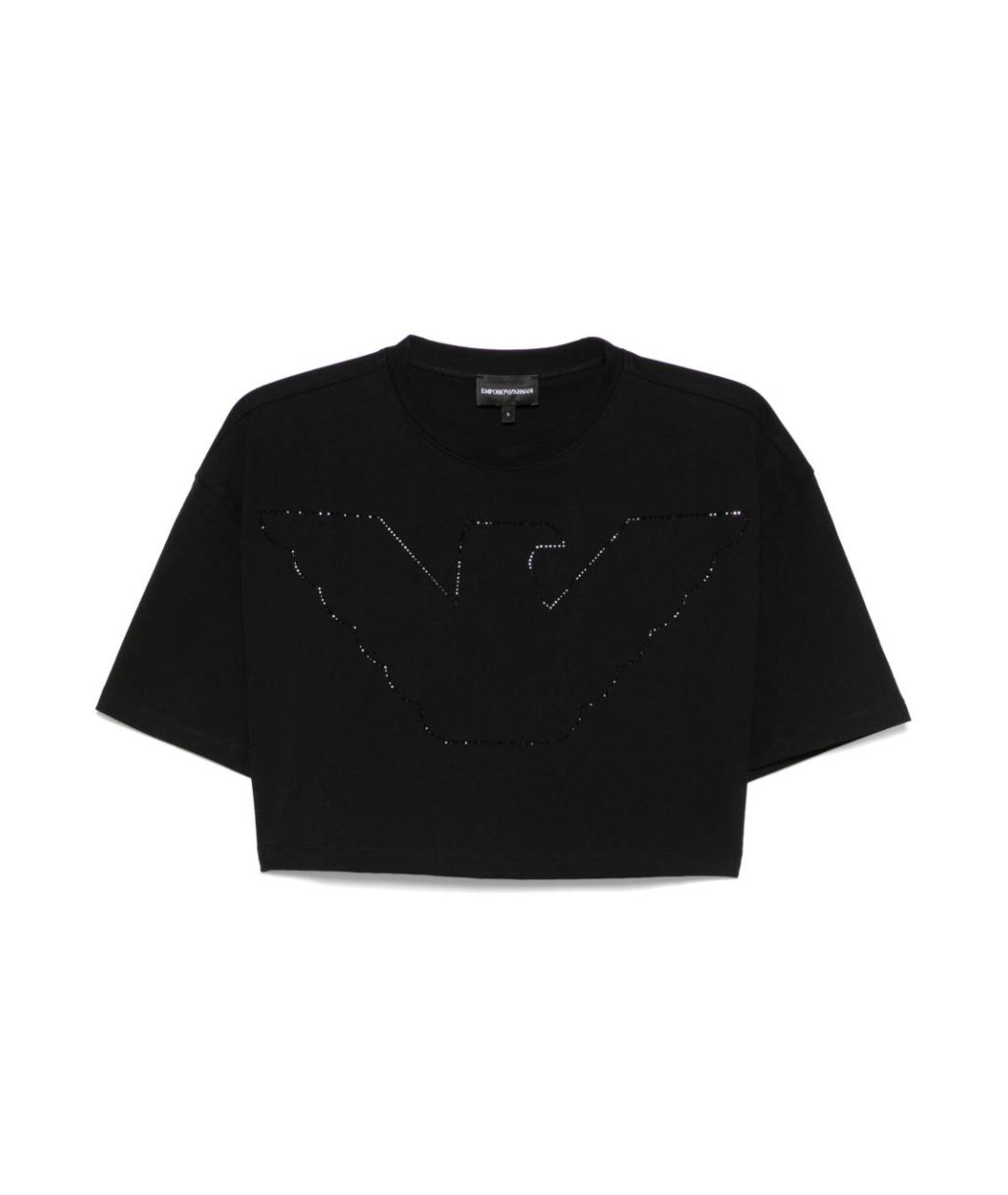 EMPORIO ARMANI Черная хлопковая футболка, фото 1