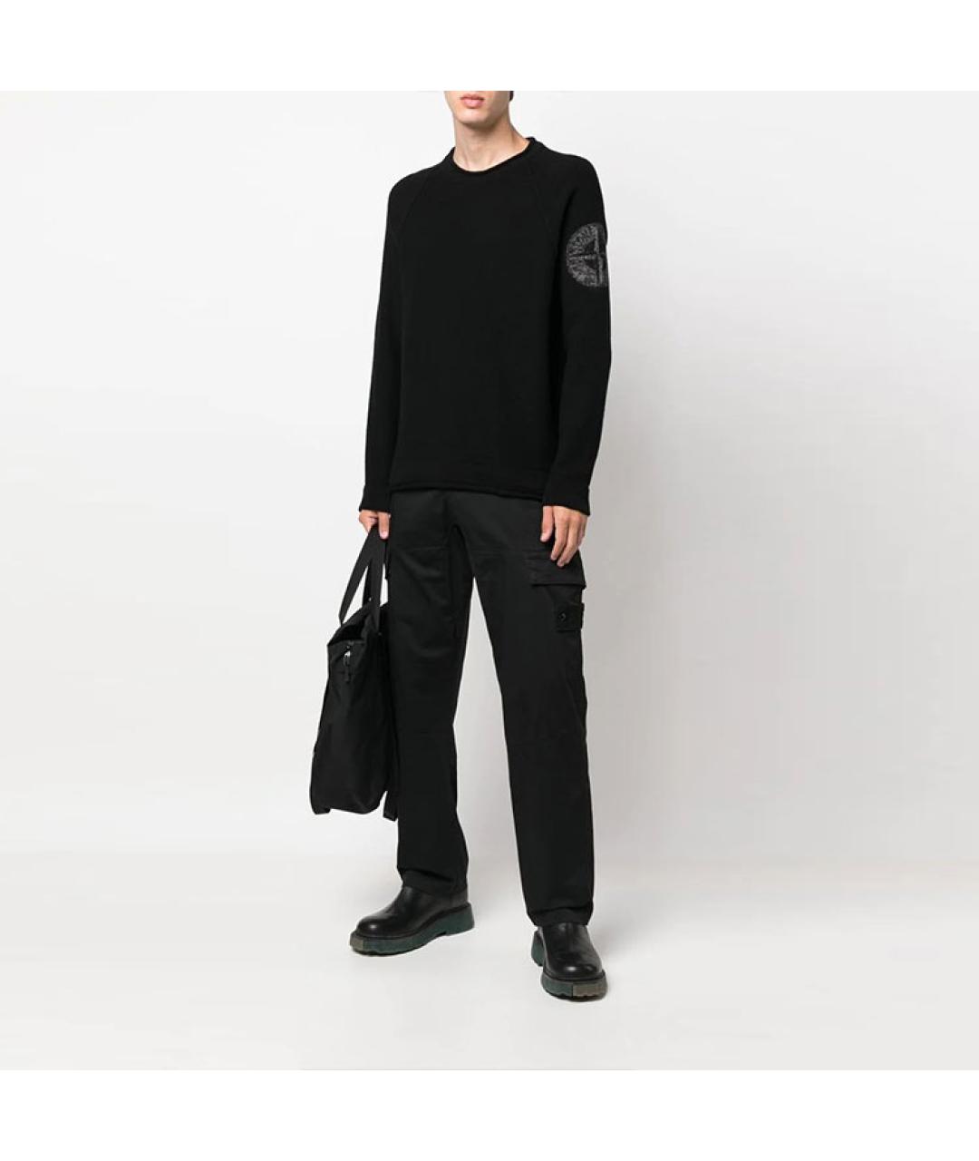 STONE ISLAND Черный хлопковый джемпер / свитер, фото 4