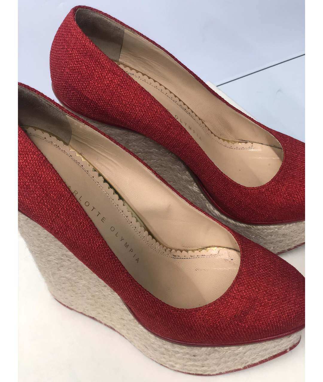 CHARLOTTE OLYMPIA Красные текстильные туфли, фото 6