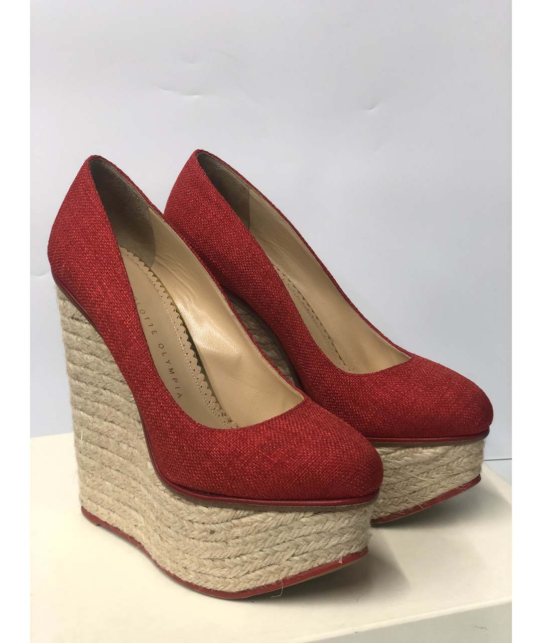 CHARLOTTE OLYMPIA Красные текстильные туфли, фото 3