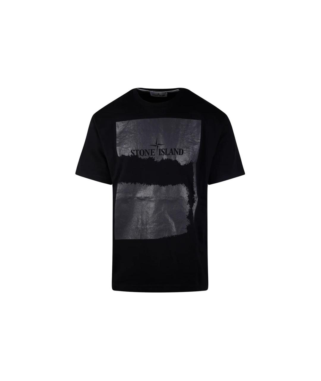 STONE ISLAND Черная хлопковая футболка, фото 1