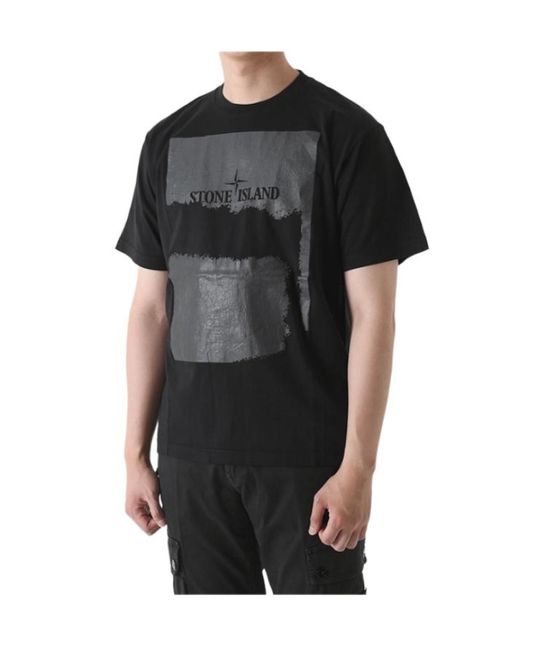 STONE ISLAND Черная хлопковая футболка, фото 4