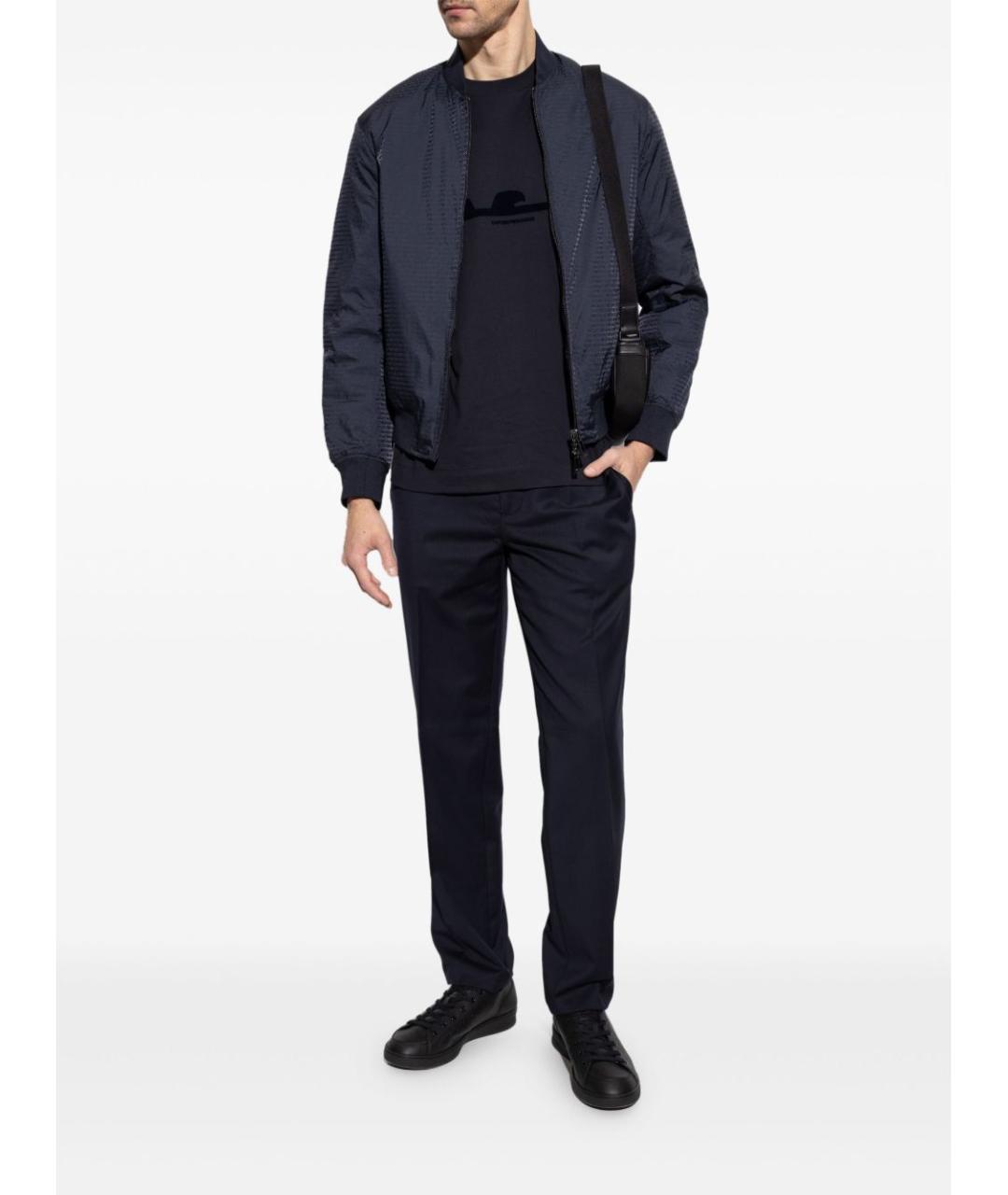 EMPORIO ARMANI Синие шерстяные повседневные брюки, фото 4