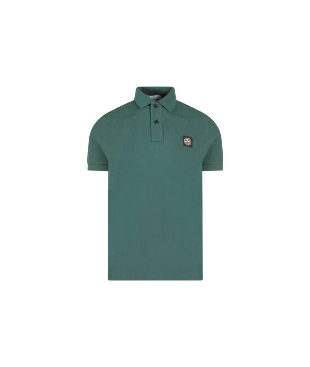 STONE ISLAND Зеленые хлопковое поло с коротким рукавом, фото 1