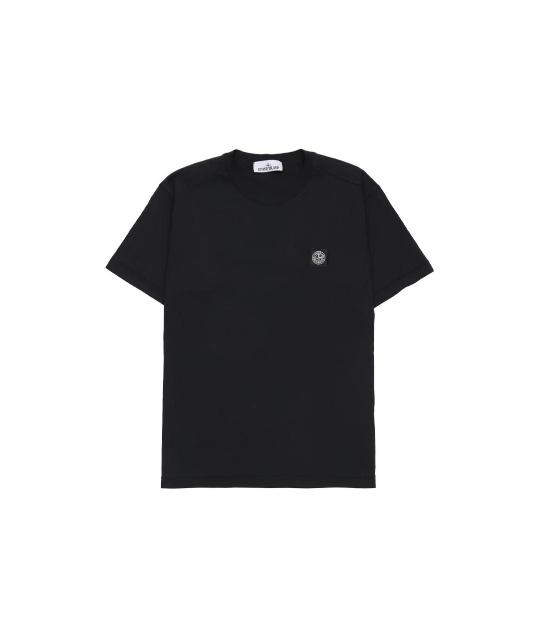 STONE ISLAND Черная хлопковая футболка, фото 1