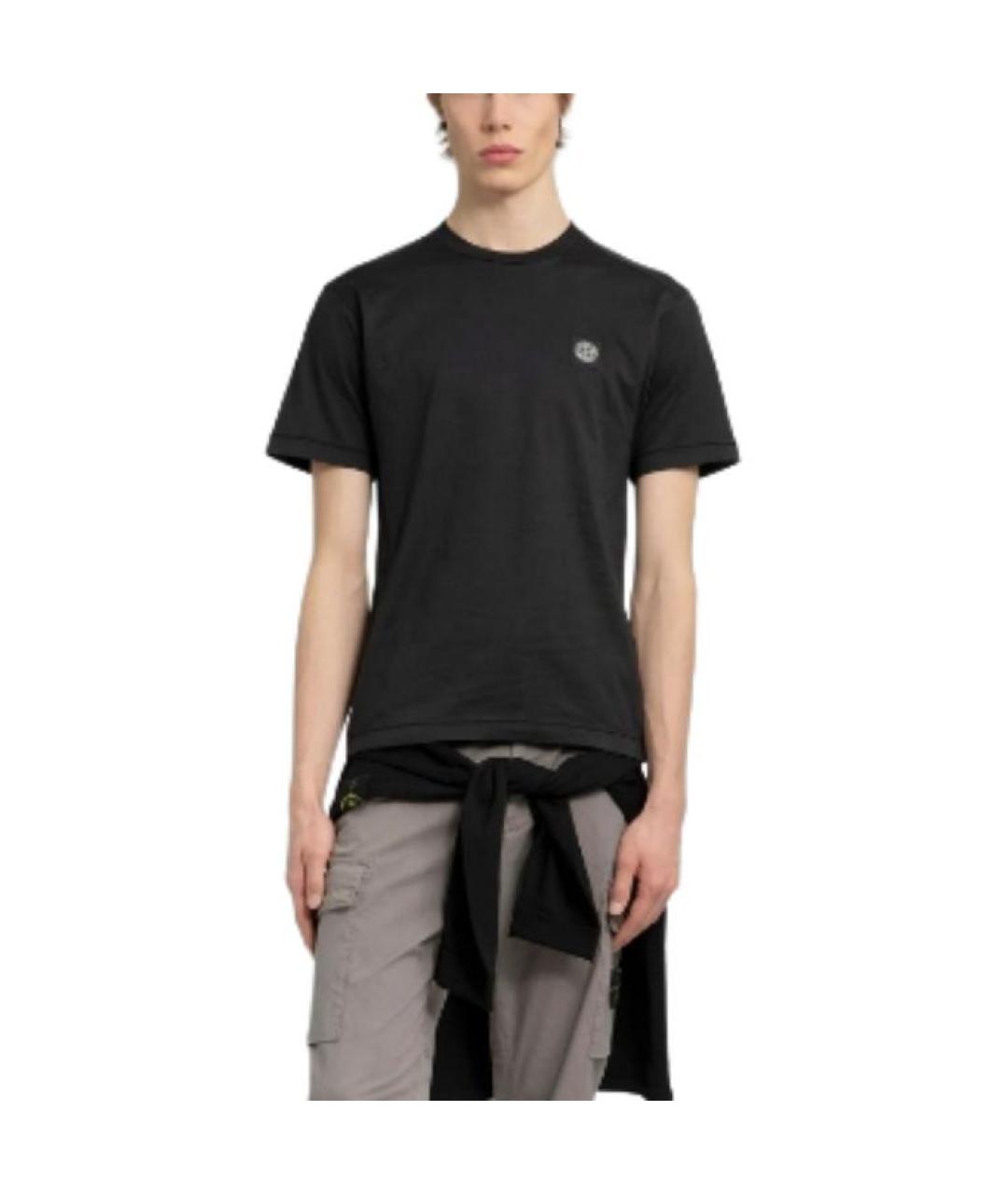 STONE ISLAND Черная хлопковая футболка, фото 3