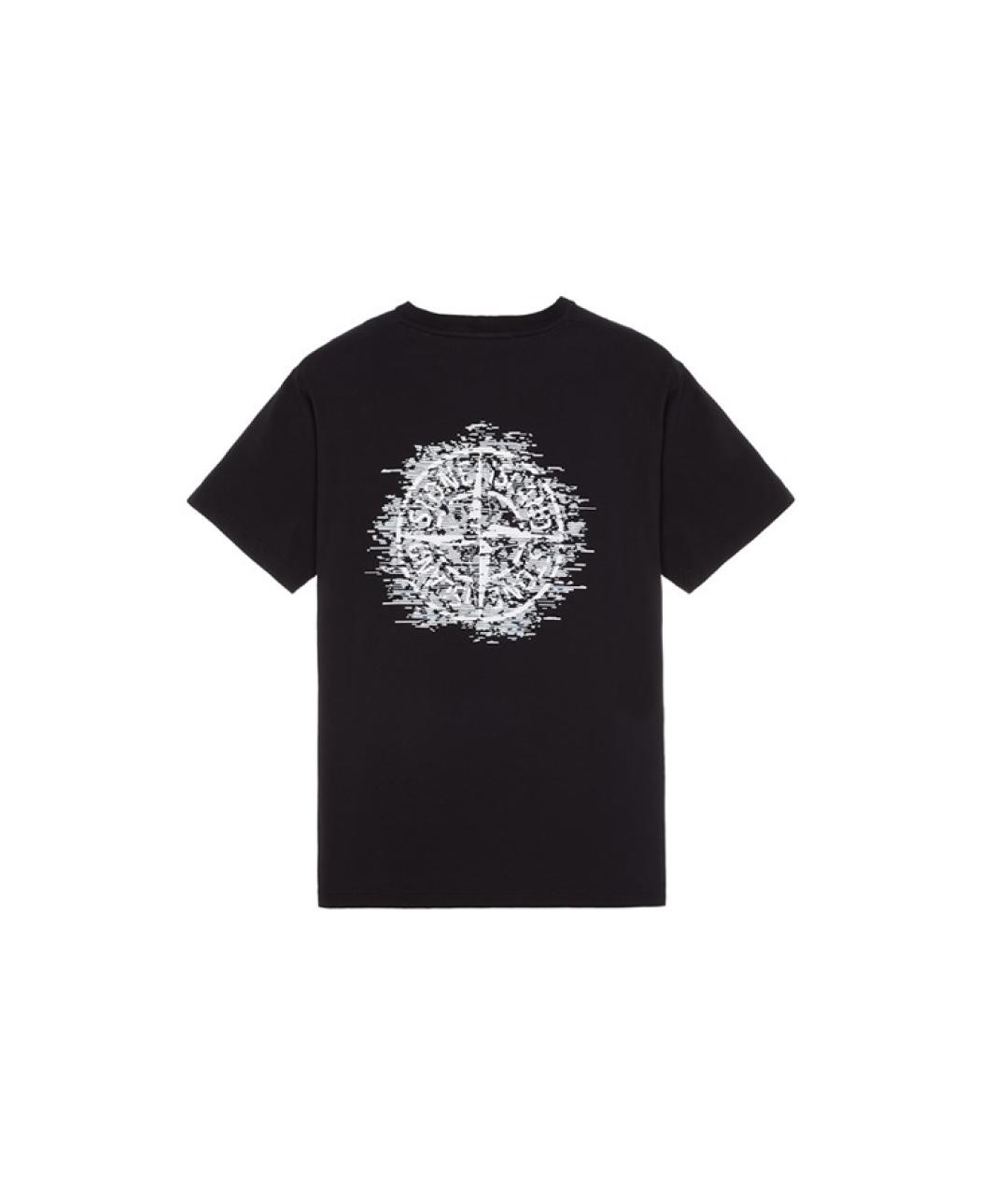 STONE ISLAND Черная хлопковая футболка, фото 2