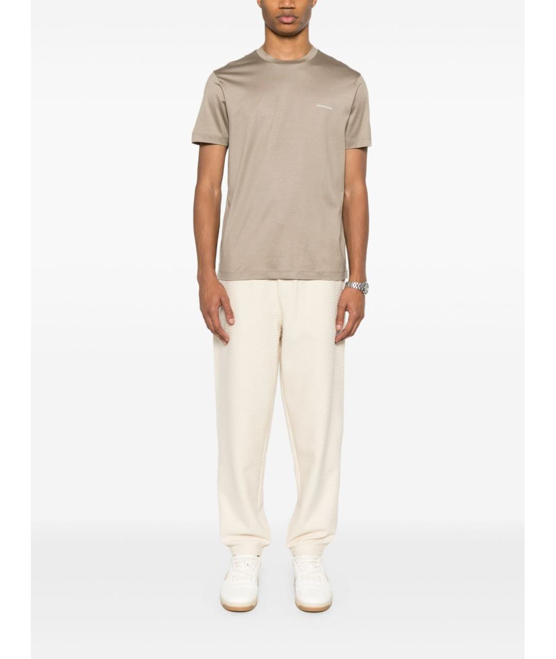 EMPORIO ARMANI Бежевые хлопковые повседневные брюки, фото 4
