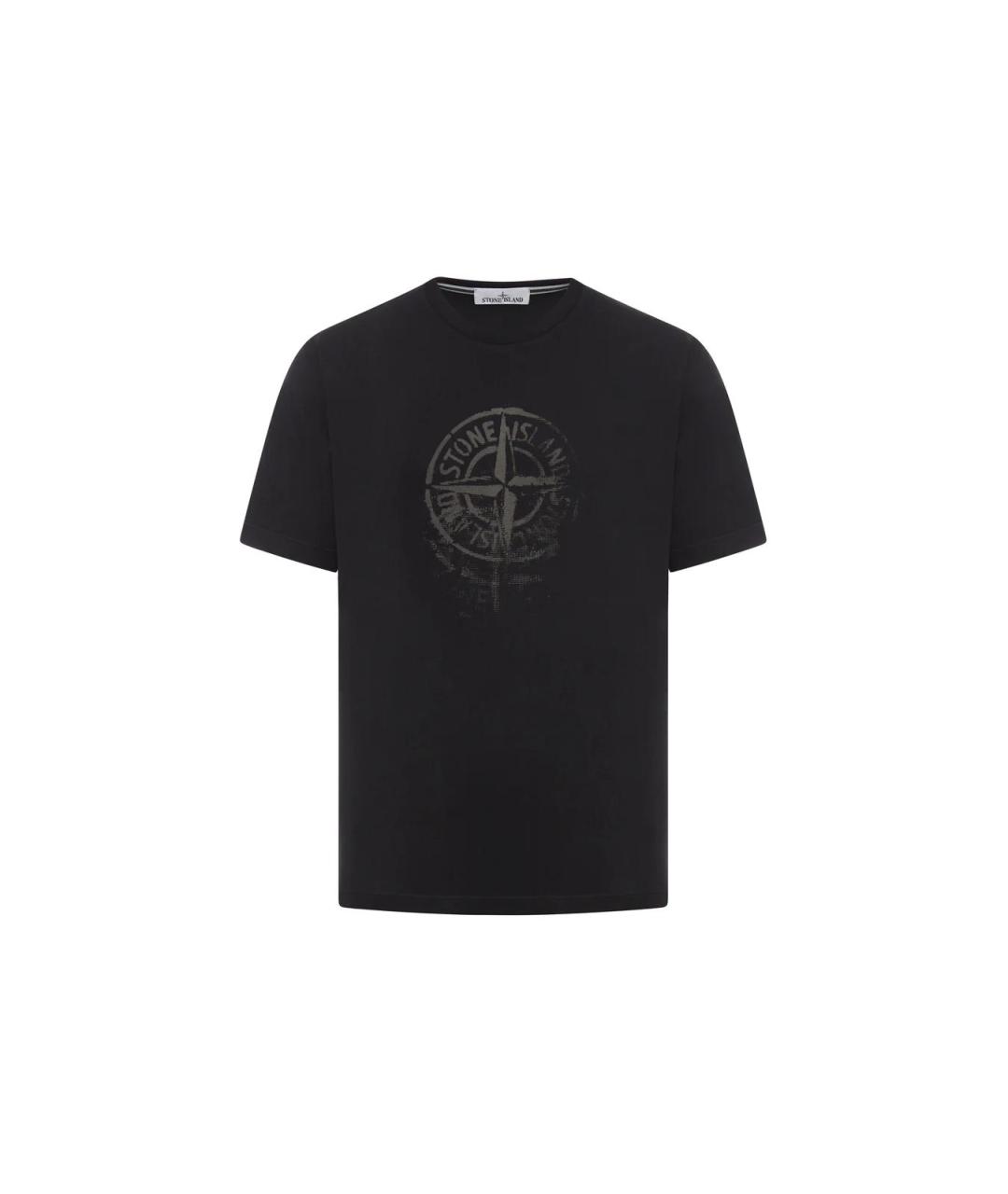 STONE ISLAND Черная хлопковая футболка, фото 1