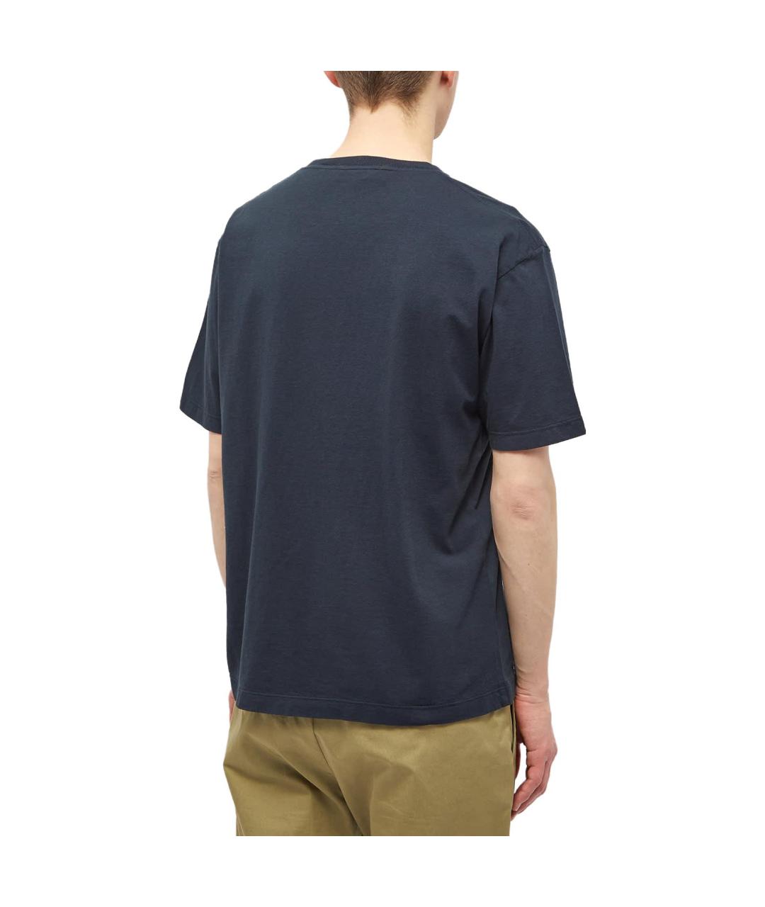 STONE ISLAND Темно-синяя хлопковая футболка, фото 4