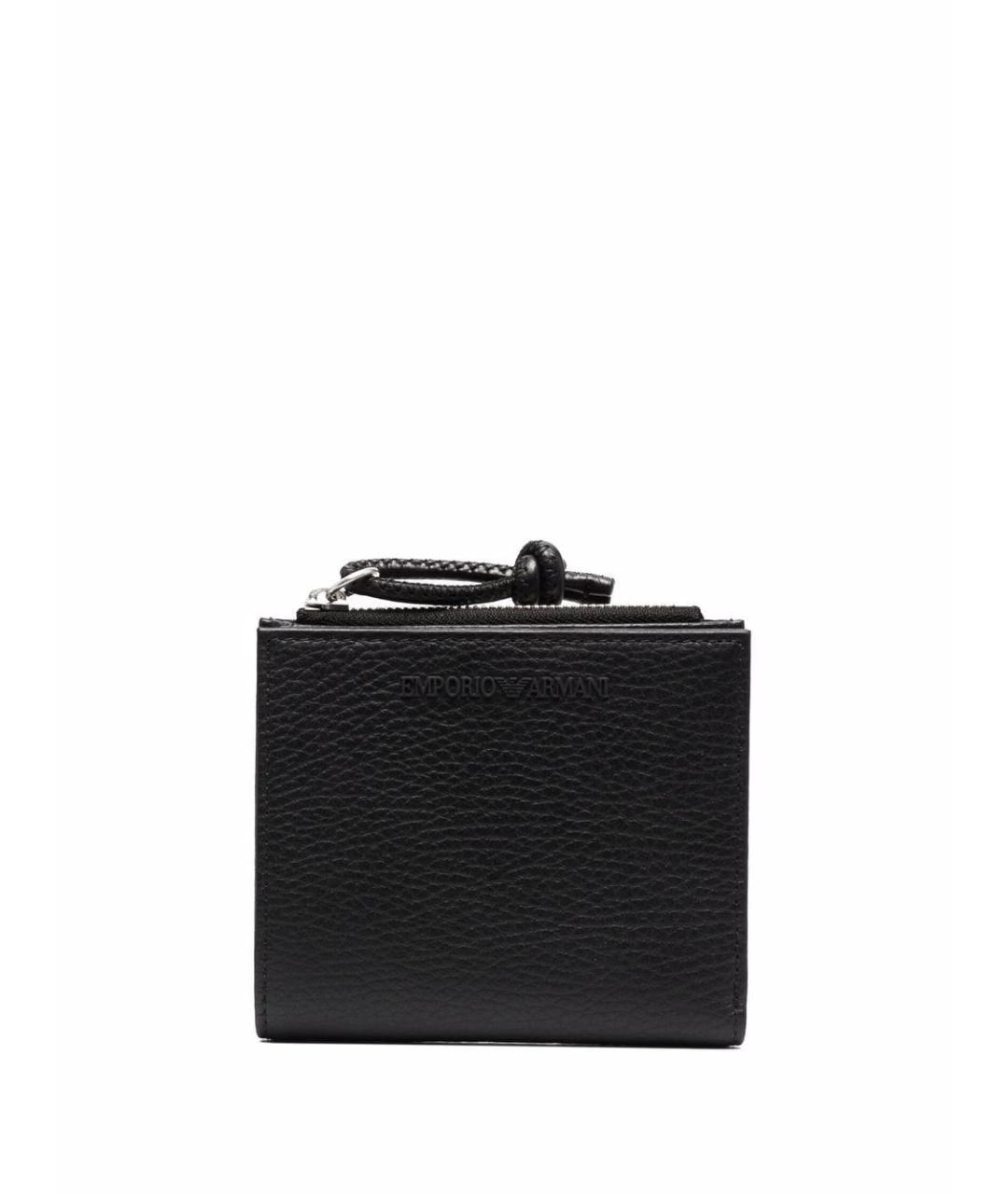 EMPORIO ARMANI Черный кожаный кошелек, фото 1