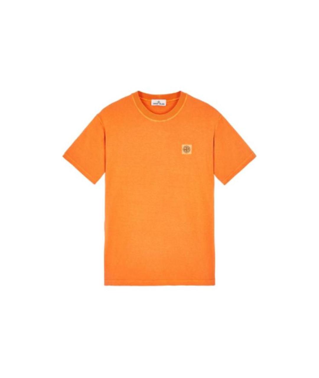 STONE ISLAND Оранжевая хлопковая футболка, фото 1