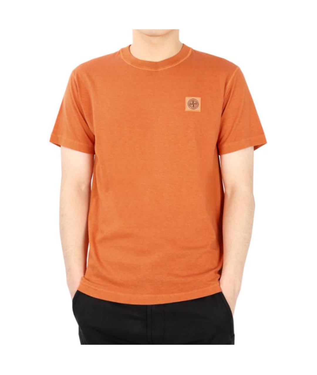 STONE ISLAND Оранжевая хлопковая футболка, фото 3