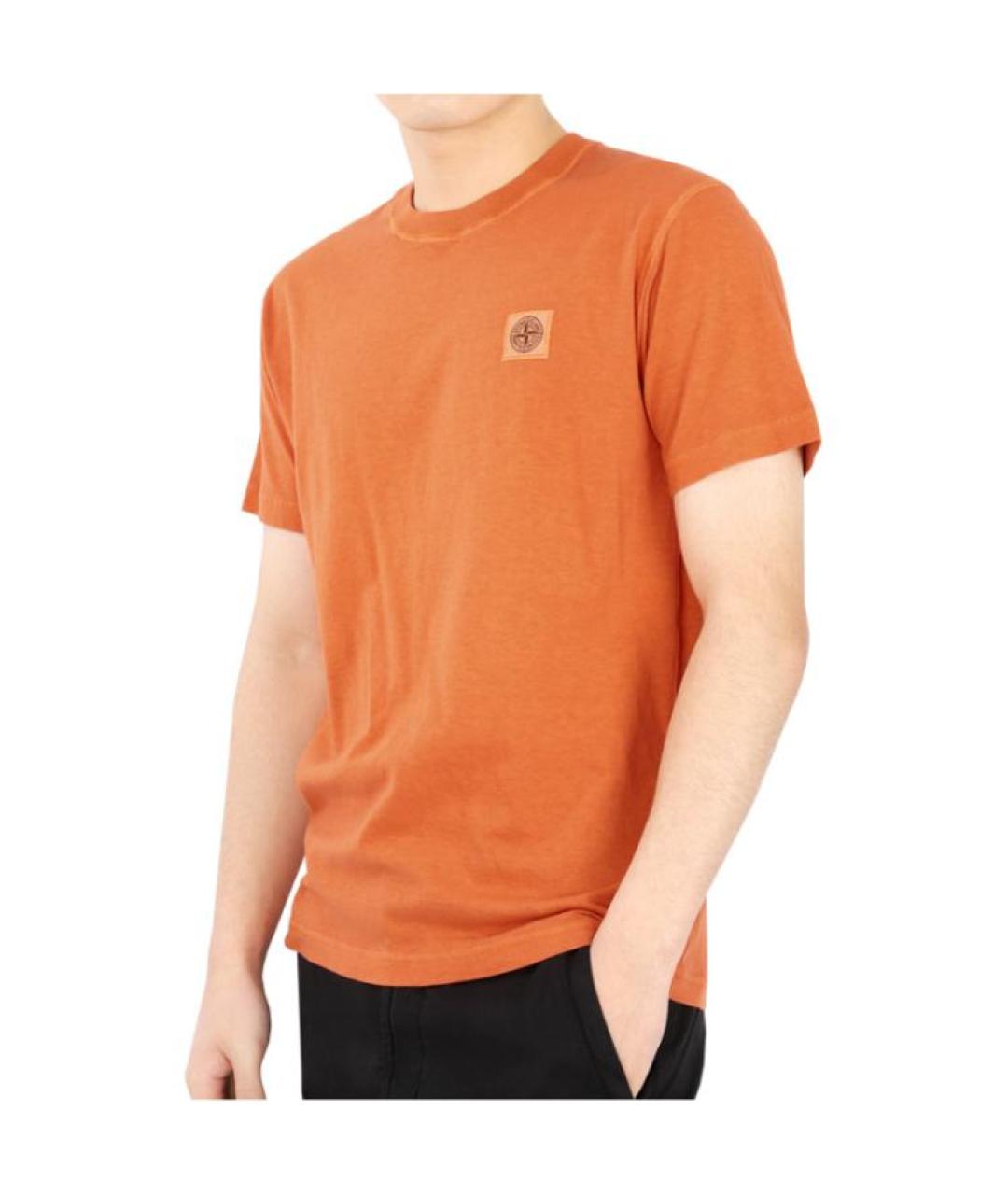 STONE ISLAND Оранжевая хлопковая футболка, фото 4