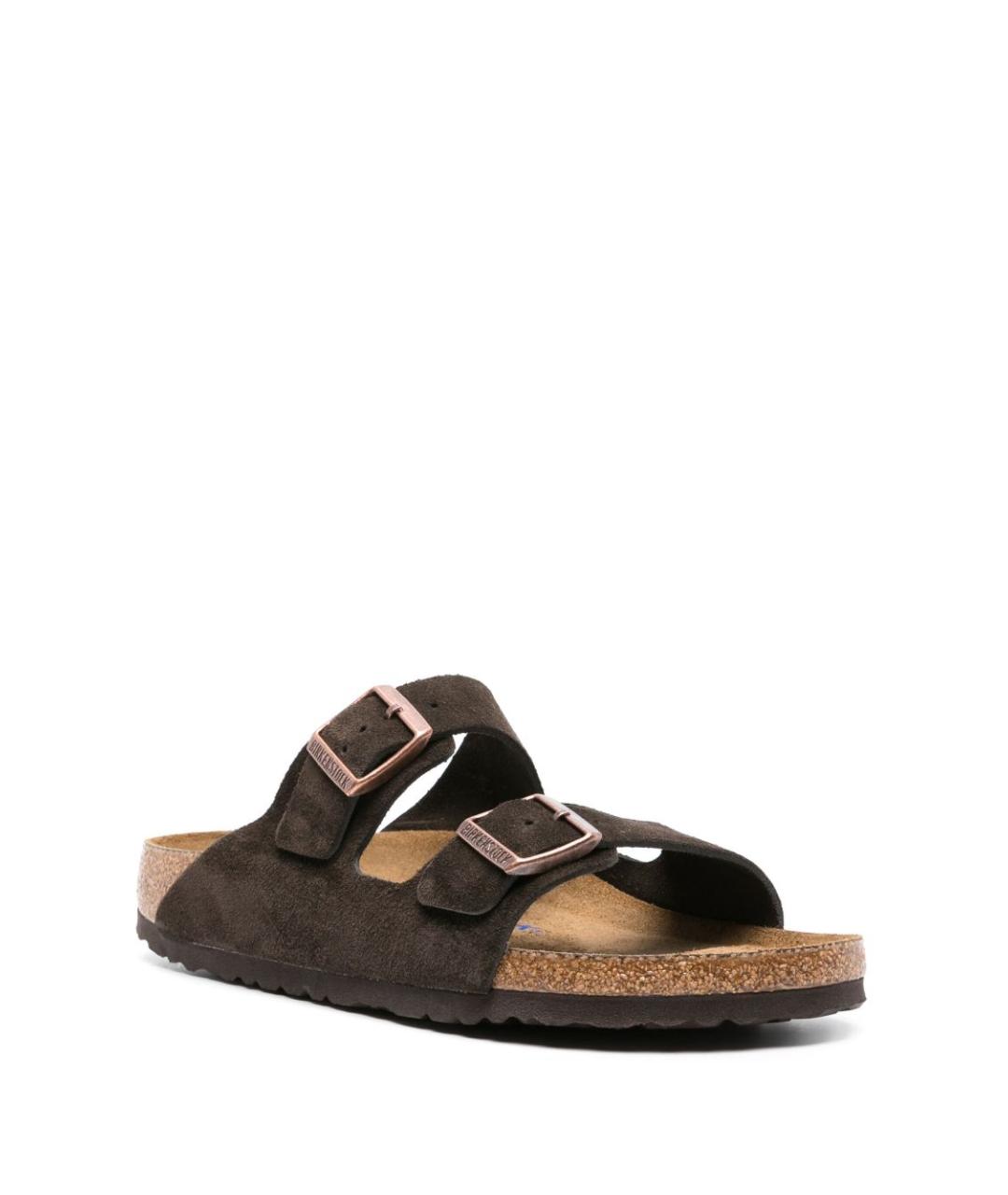 BIRKENSTOCK Коричневые замшевые шлепанцы, фото 3