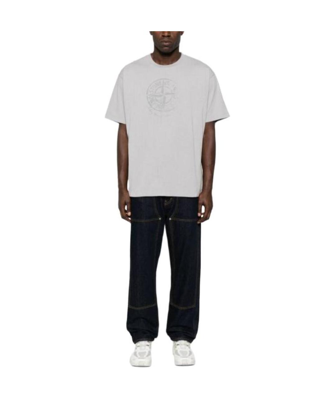 STONE ISLAND Серая хлопковая футболка, фото 3
