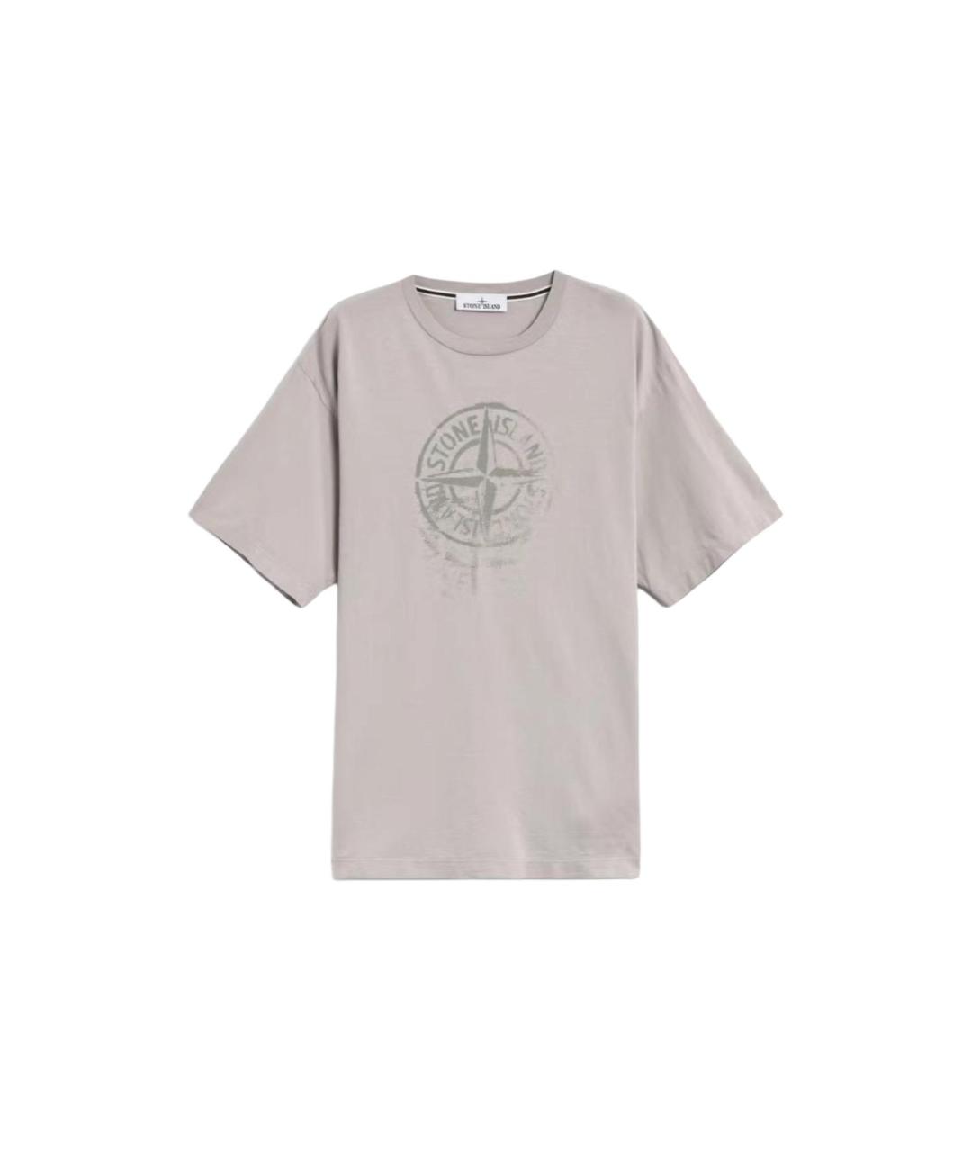 STONE ISLAND Серая хлопковая футболка, фото 1