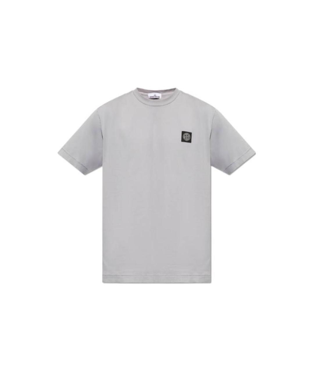 STONE ISLAND Серая хлопковая футболка, фото 1