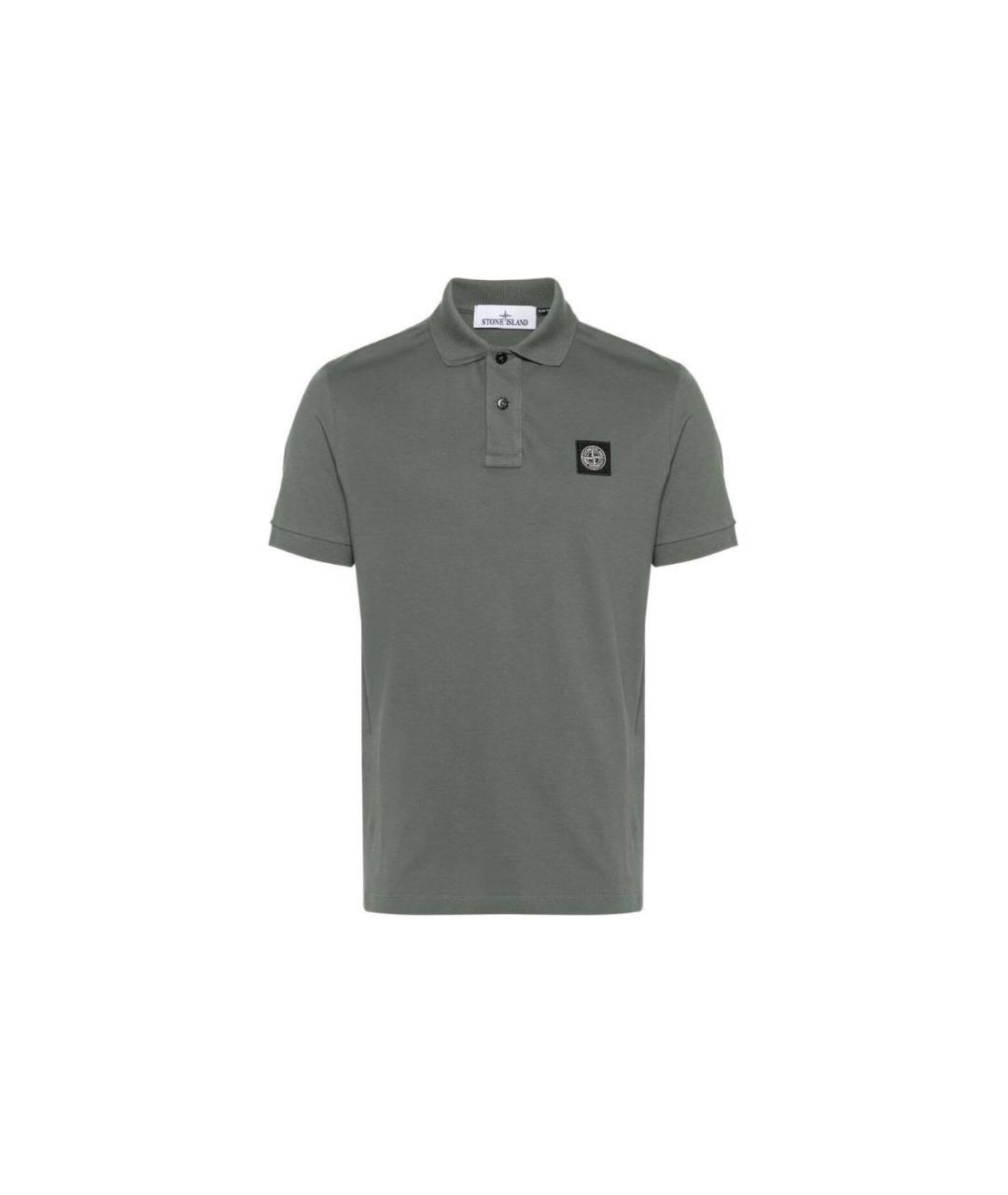 STONE ISLAND Зеленые хлопковое поло с коротким рукавом, фото 1