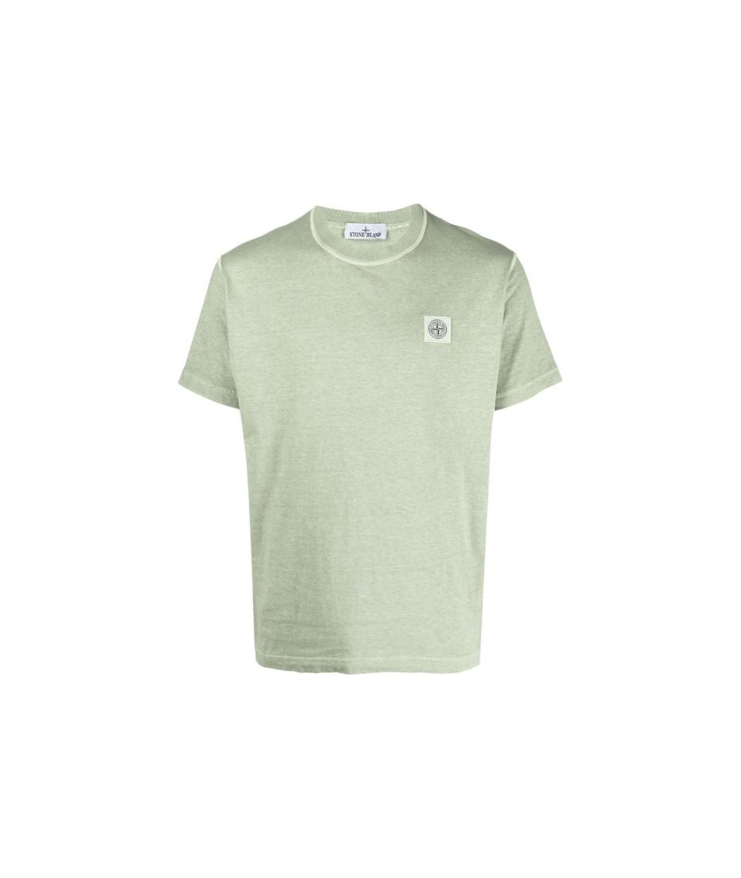 STONE ISLAND Салатовая хлопковая футболка, фото 1