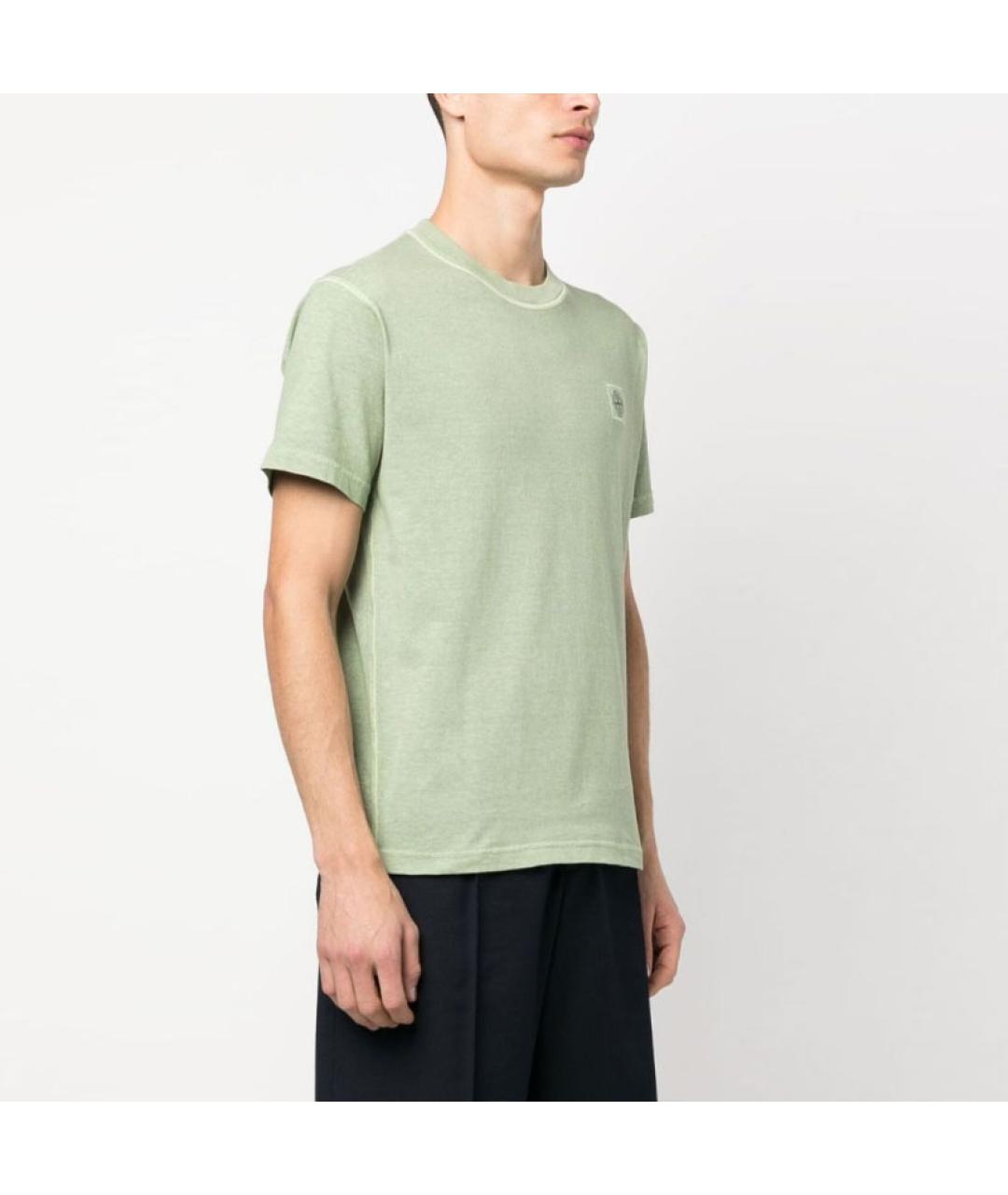 STONE ISLAND Салатовая хлопковая футболка, фото 4