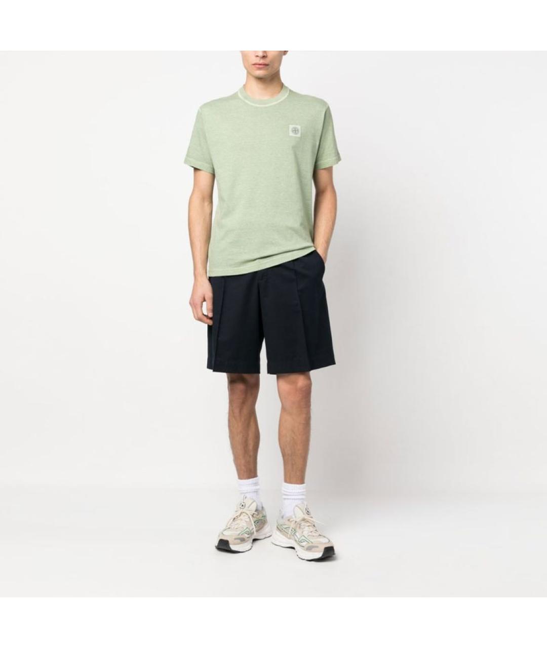 STONE ISLAND Салатовая хлопковая футболка, фото 2