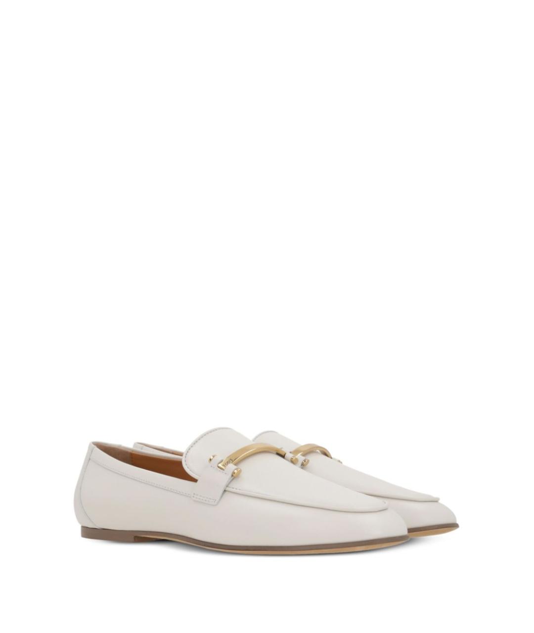 TOD'S Белые кожаные лоферы, фото 2