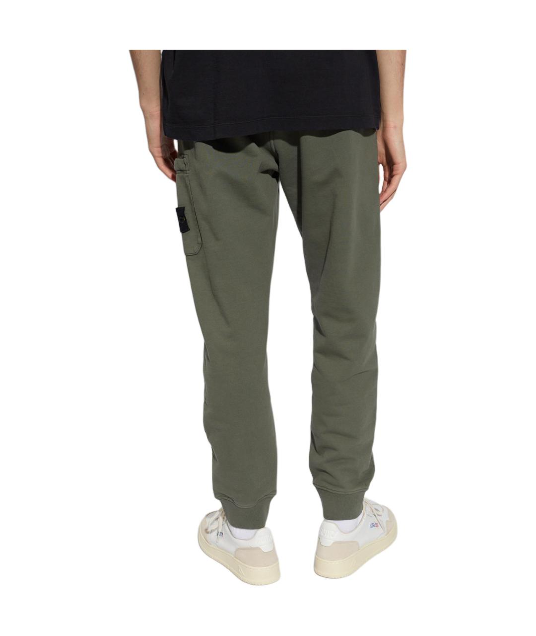 STONE ISLAND Зеленые хлопковые повседневные брюки, фото 4