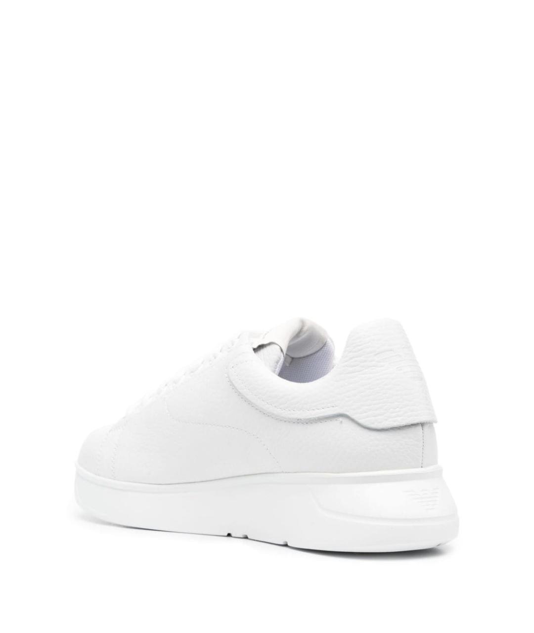 EMPORIO ARMANI Белые кожаные низкие кроссовки / кеды, фото 3