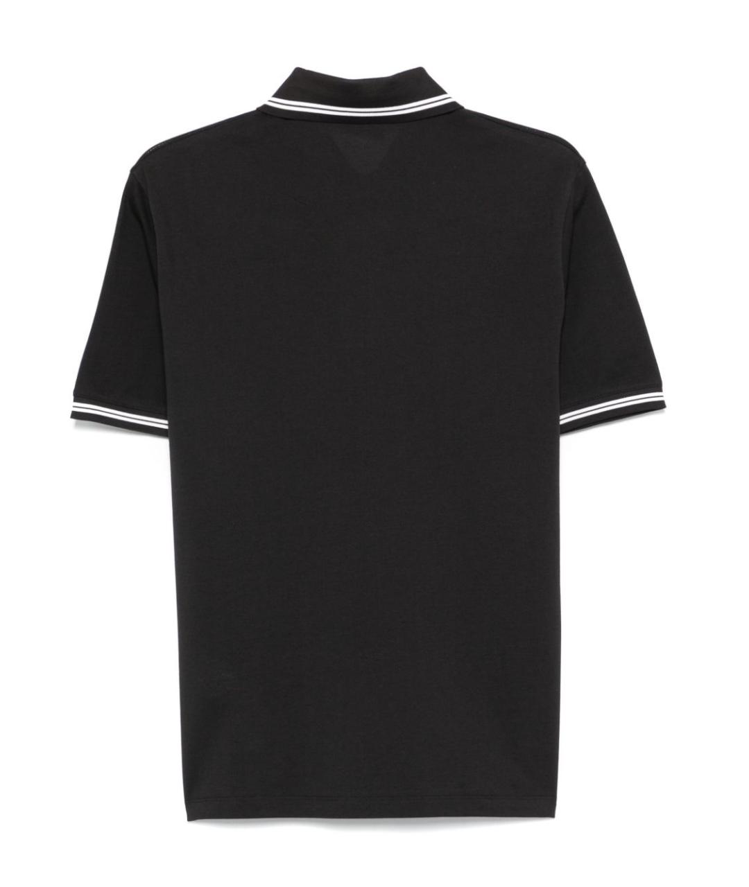 EMPORIO ARMANI Черное хлопковое поло с коротким рукавом, фото 2