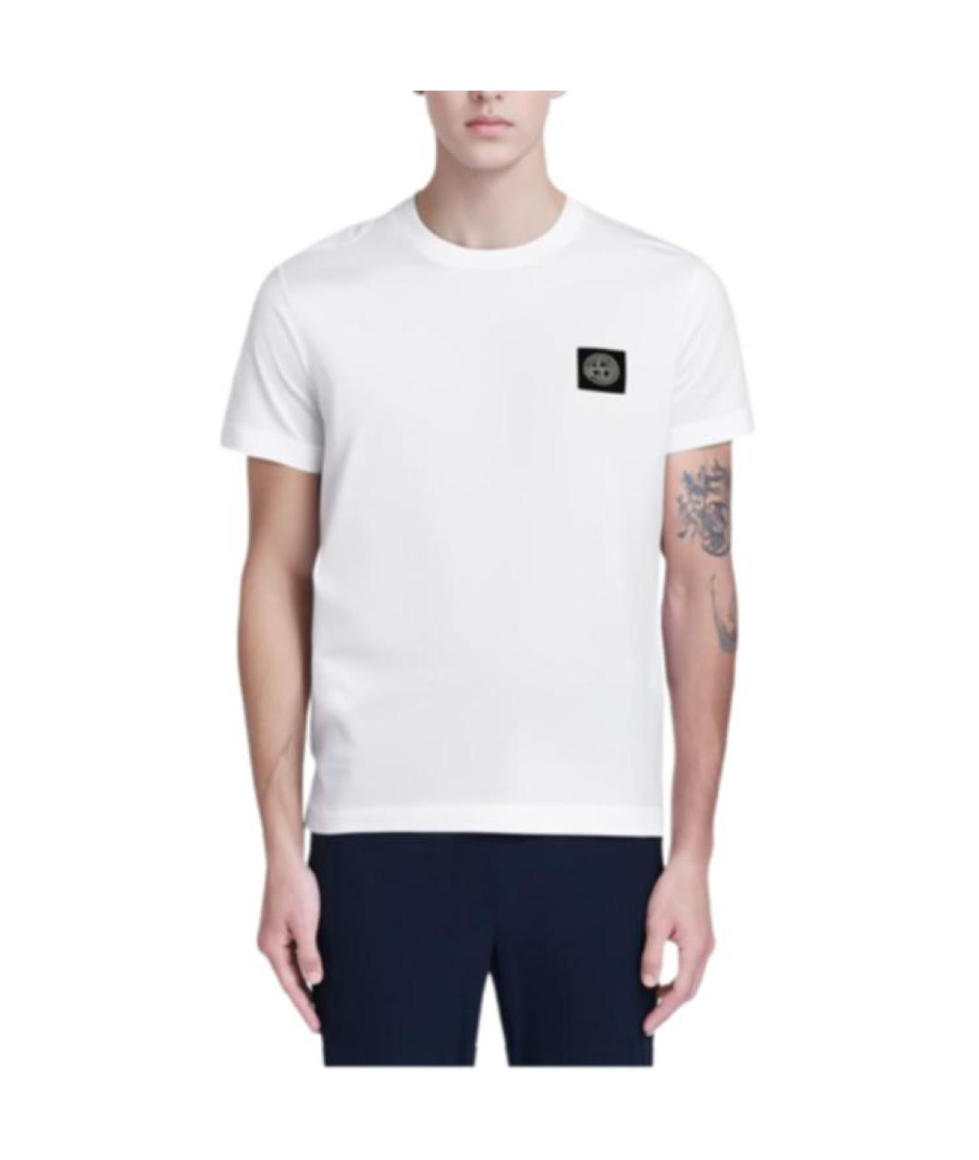 STONE ISLAND Белая хлопковая футболка, фото 3