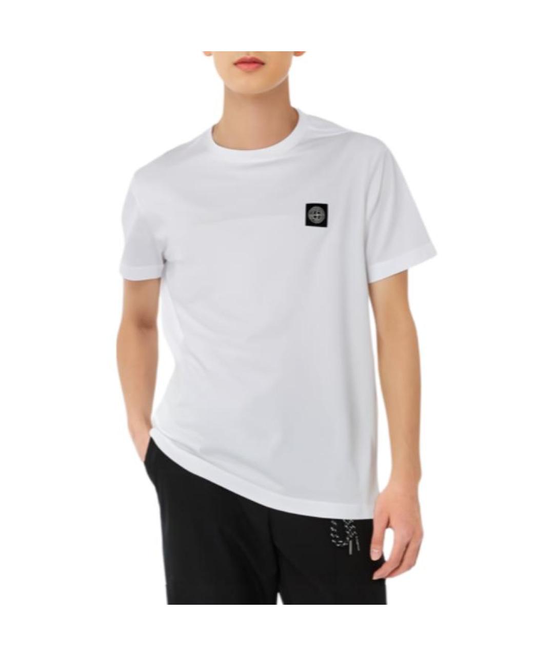 STONE ISLAND Белая хлопковая футболка, фото 4
