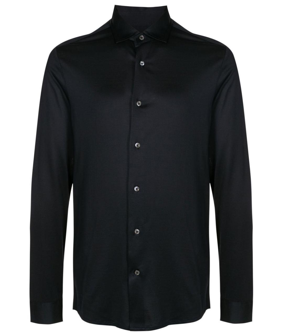 EMPORIO ARMANI Темно-синяя хлопковая кэжуал рубашка, фото 1