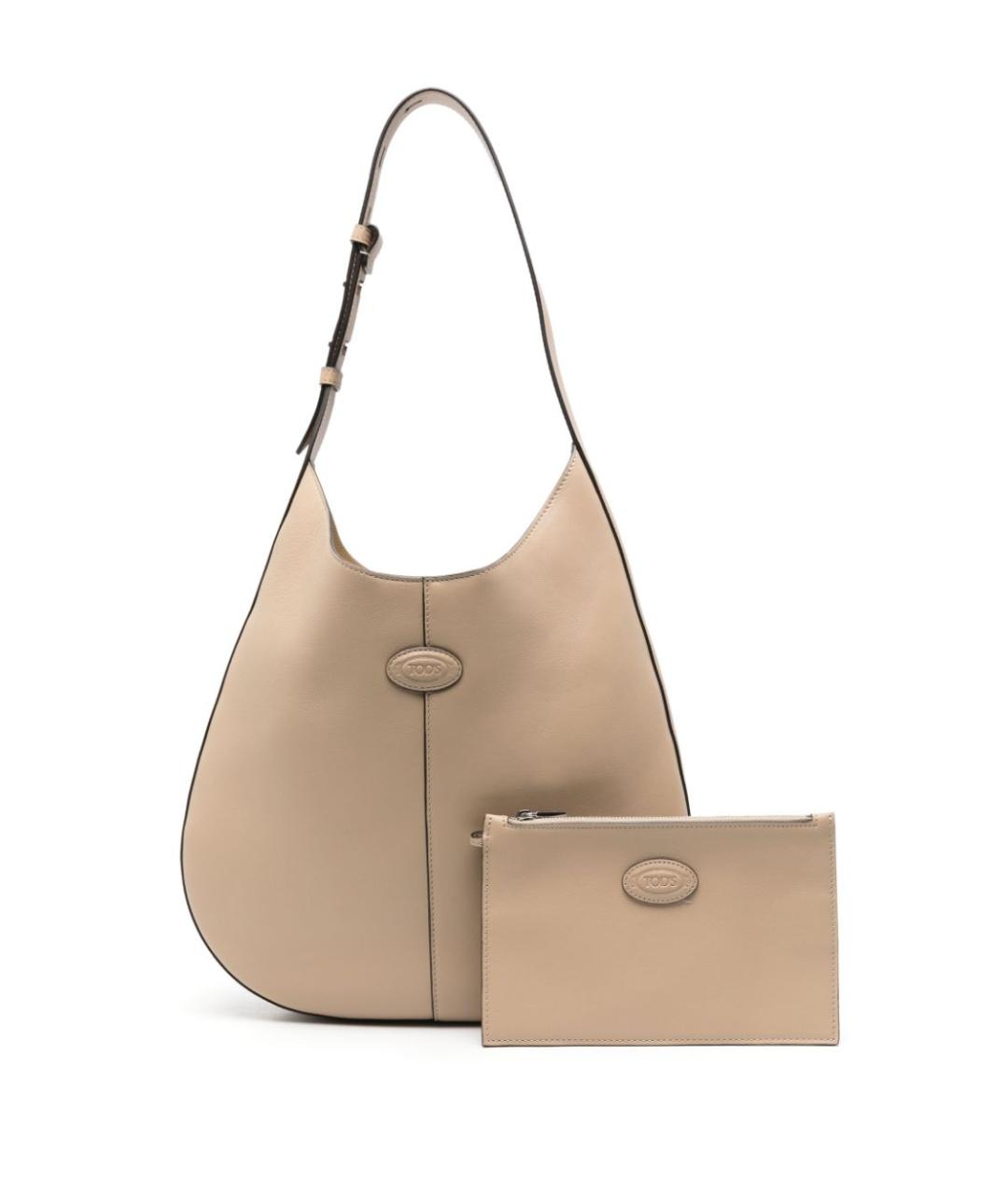 TOD'S Бежевая кожаная сумка тоут, фото 2