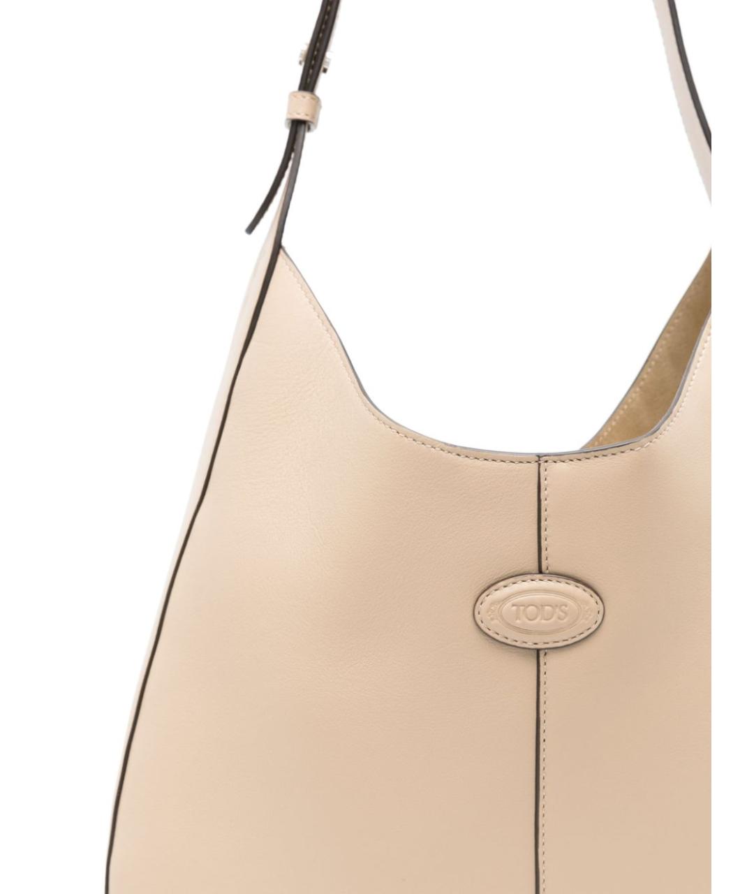 TOD'S Бежевая кожаная сумка тоут, фото 3