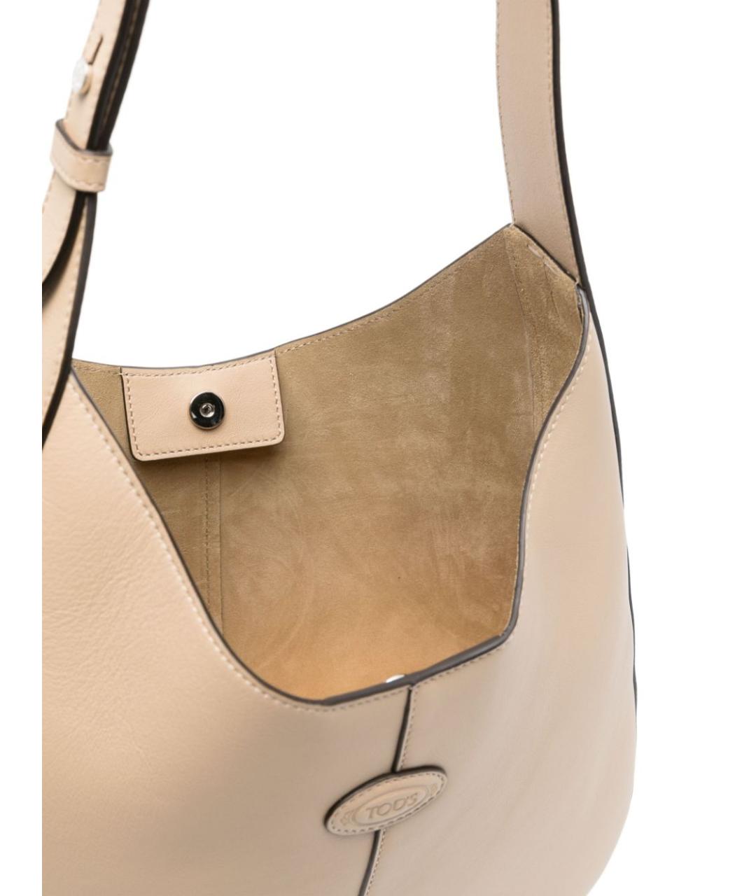 TOD'S Бежевая кожаная сумка тоут, фото 5