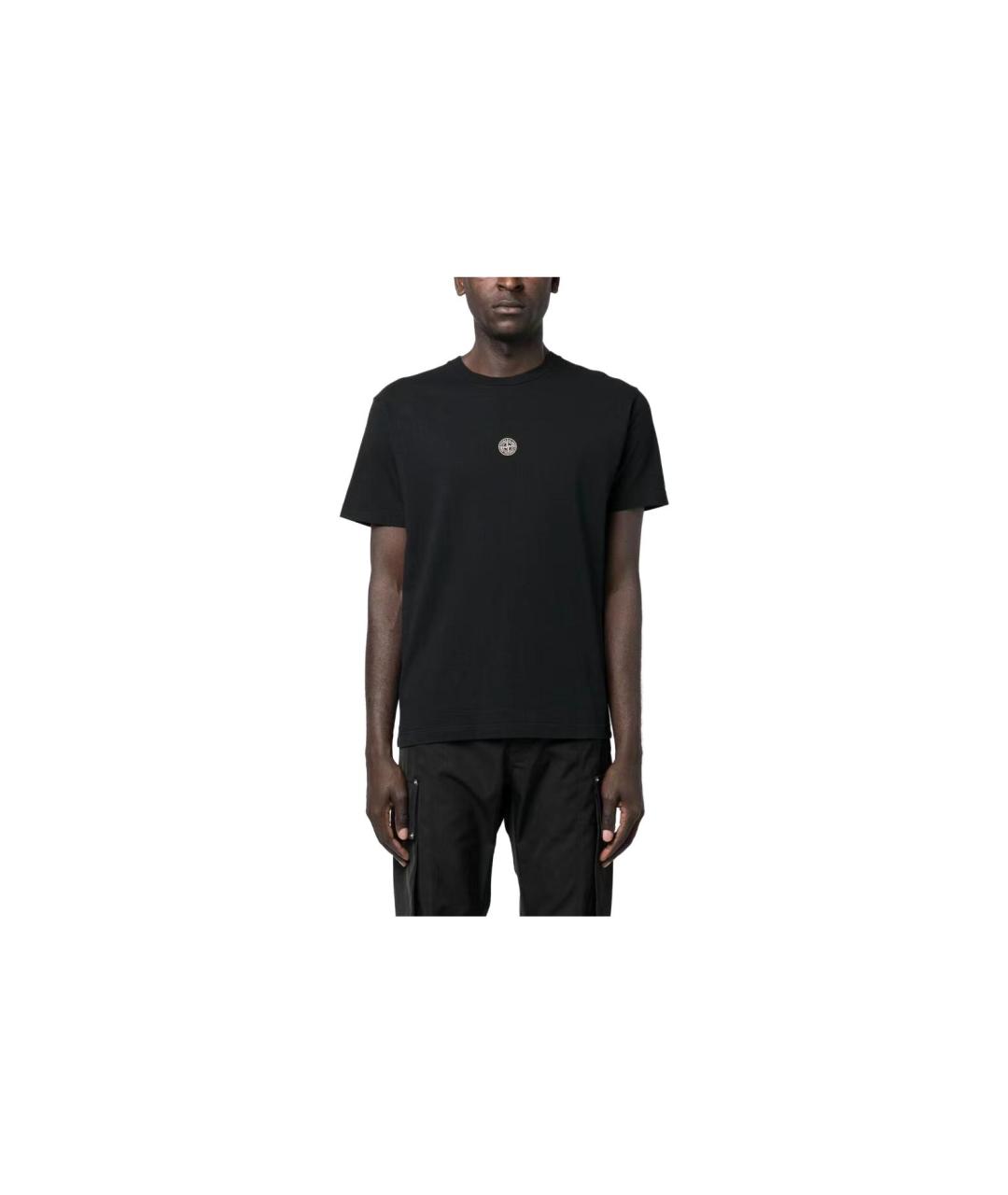 STONE ISLAND Черная хлопковая футболка, фото 4