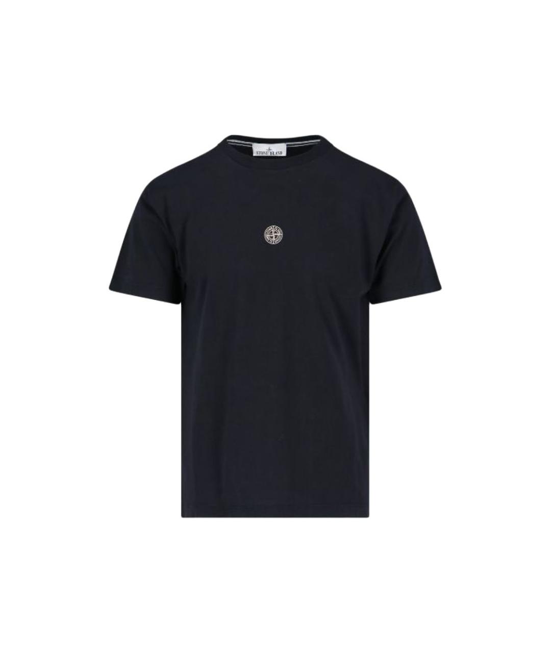 STONE ISLAND Черная хлопковая футболка, фото 1