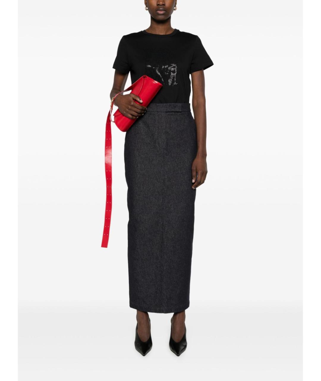 MAX MARA Синяя хлопковая юбка миди, фото 4