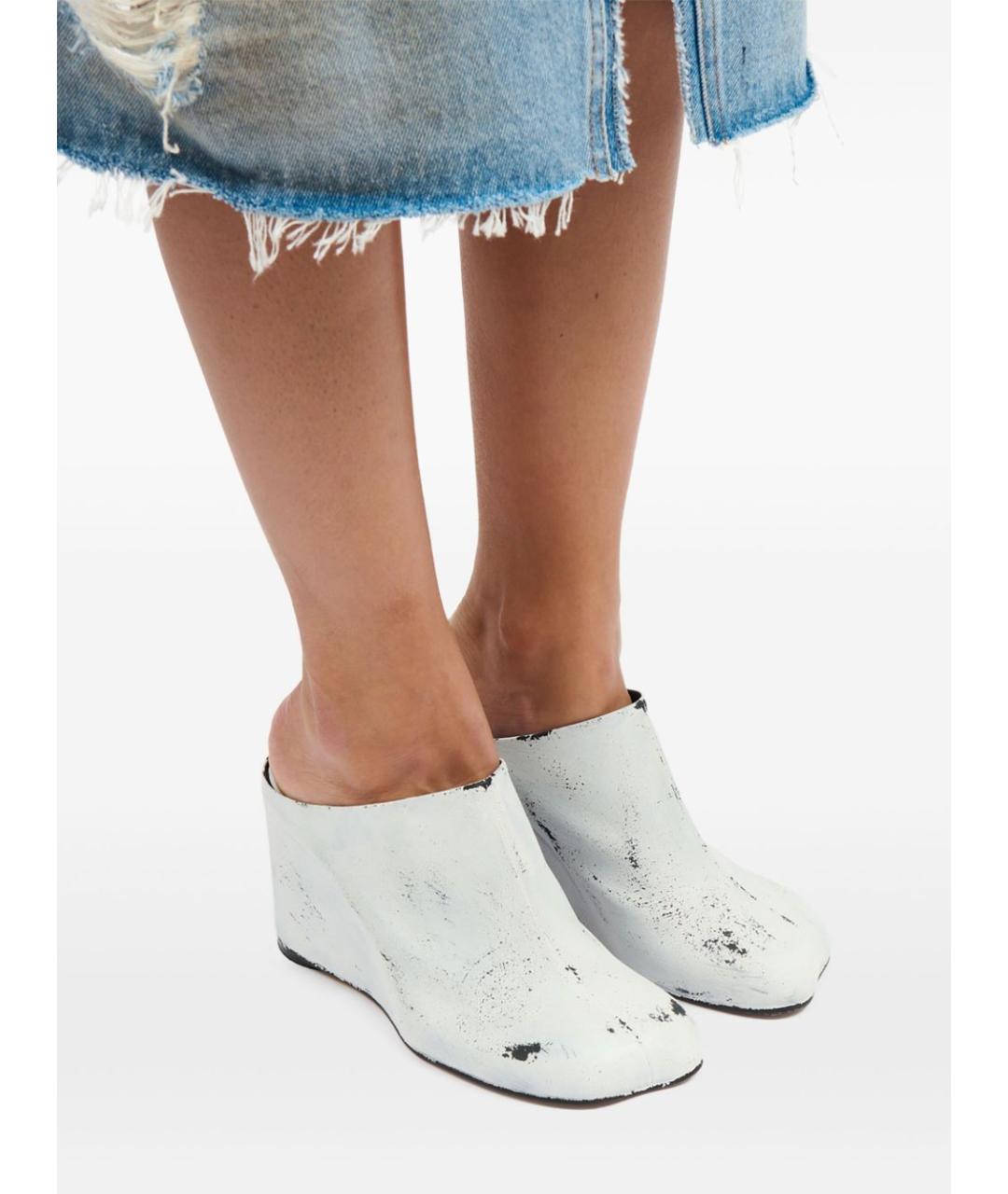 MM6 MAISON MARGIELA Белые кожаные мюли, фото 6