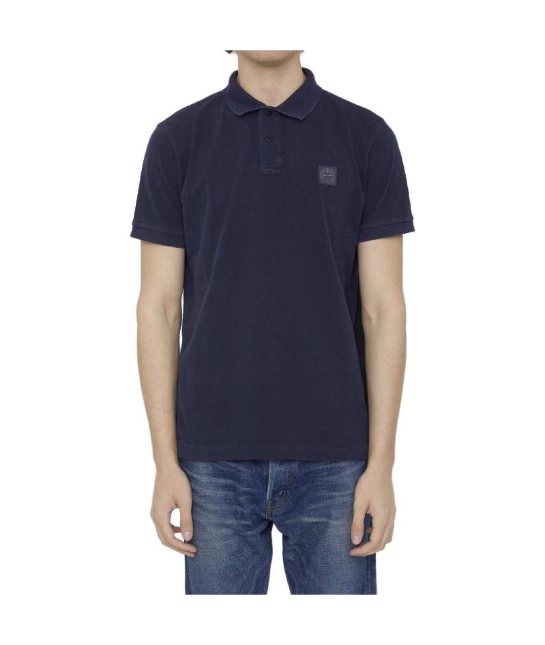 STONE ISLAND Синее хлопковое поло с коротким рукавом, фото 3