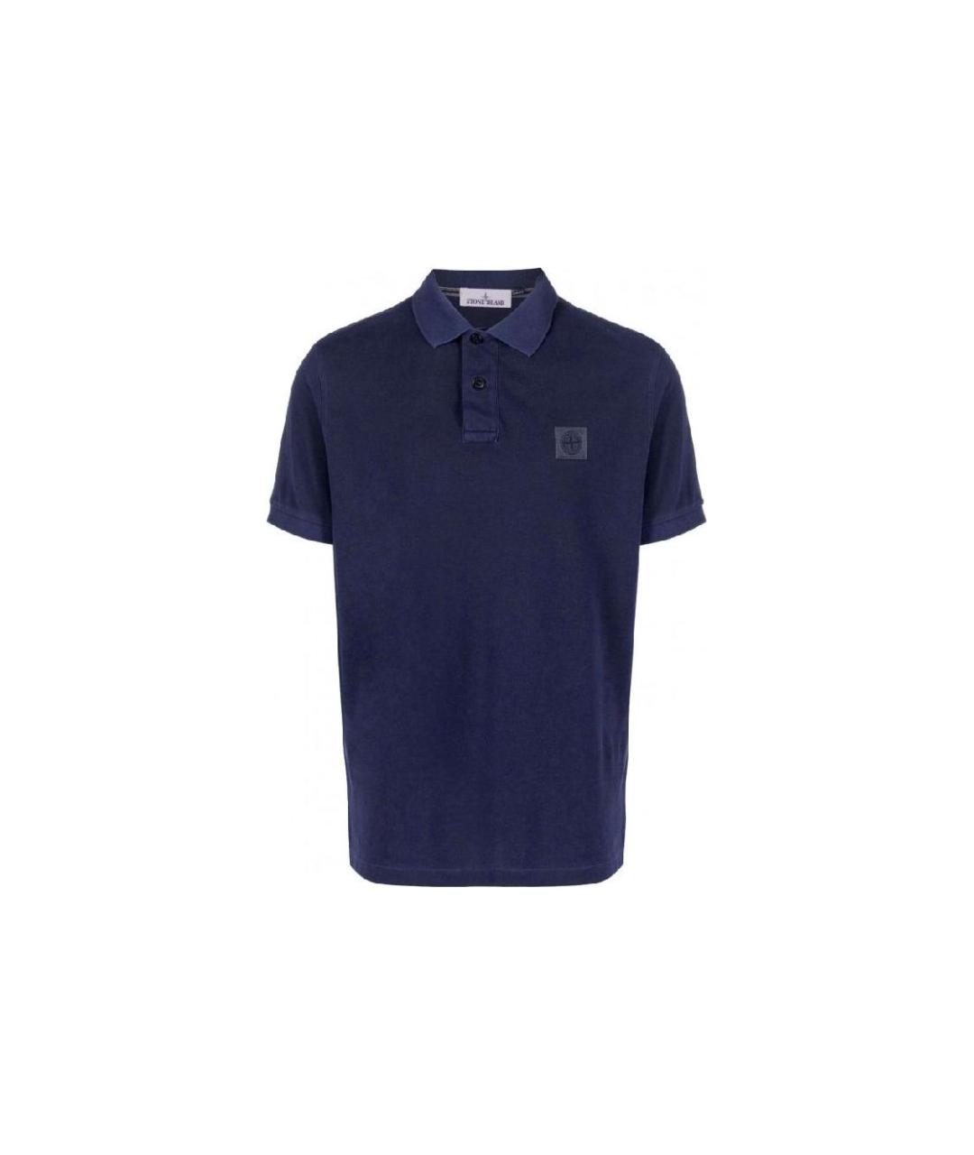 STONE ISLAND Синее хлопковое поло с коротким рукавом, фото 1