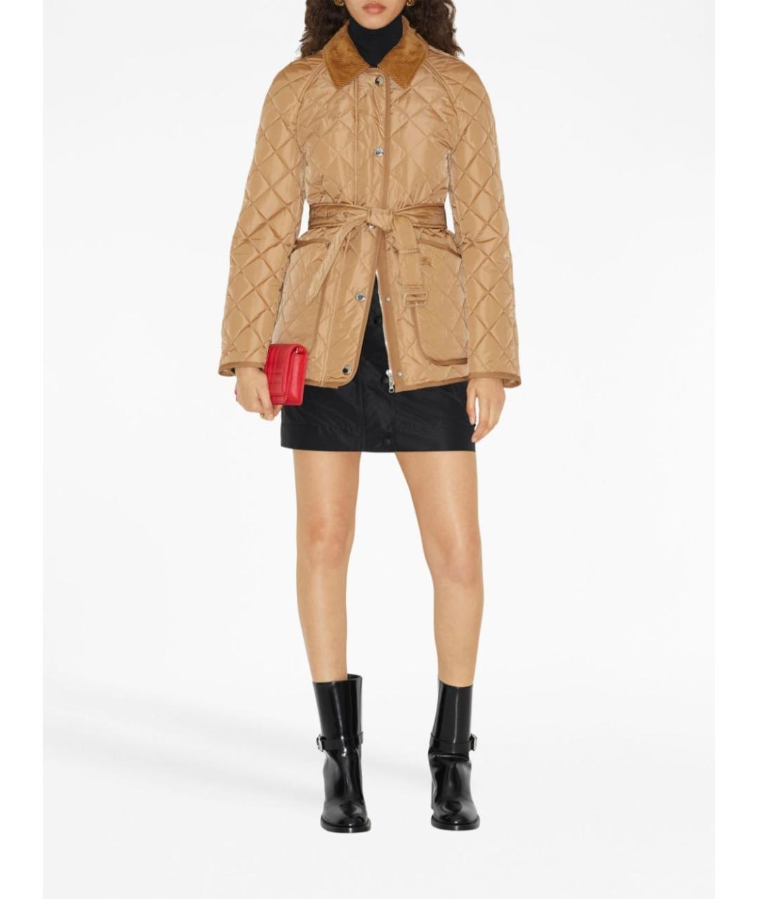 BURBERRY Бежевая полиэстеровая куртка, фото 3