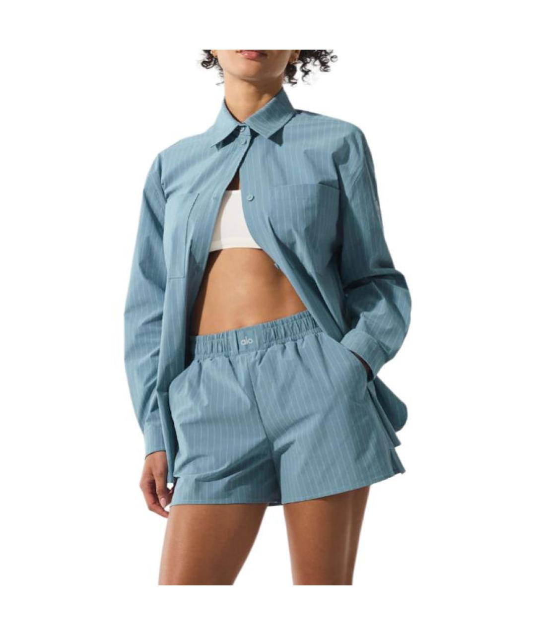 ALO YOGA Синяя рубашка, фото 3