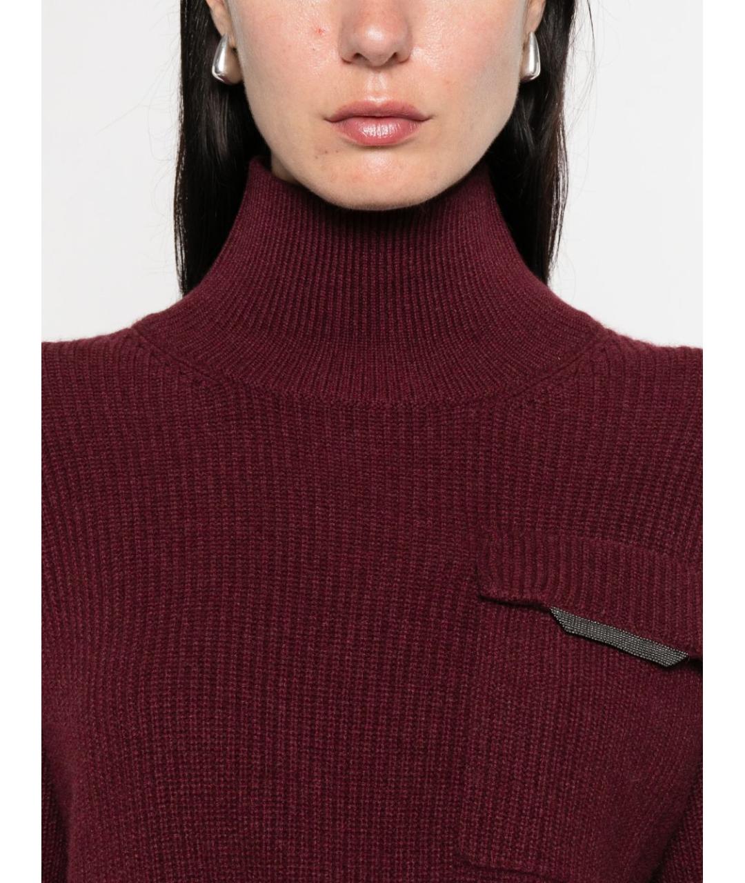 BRUNELLO CUCINELLI Бордовый кашемировый джемпер / свитер, фото 3