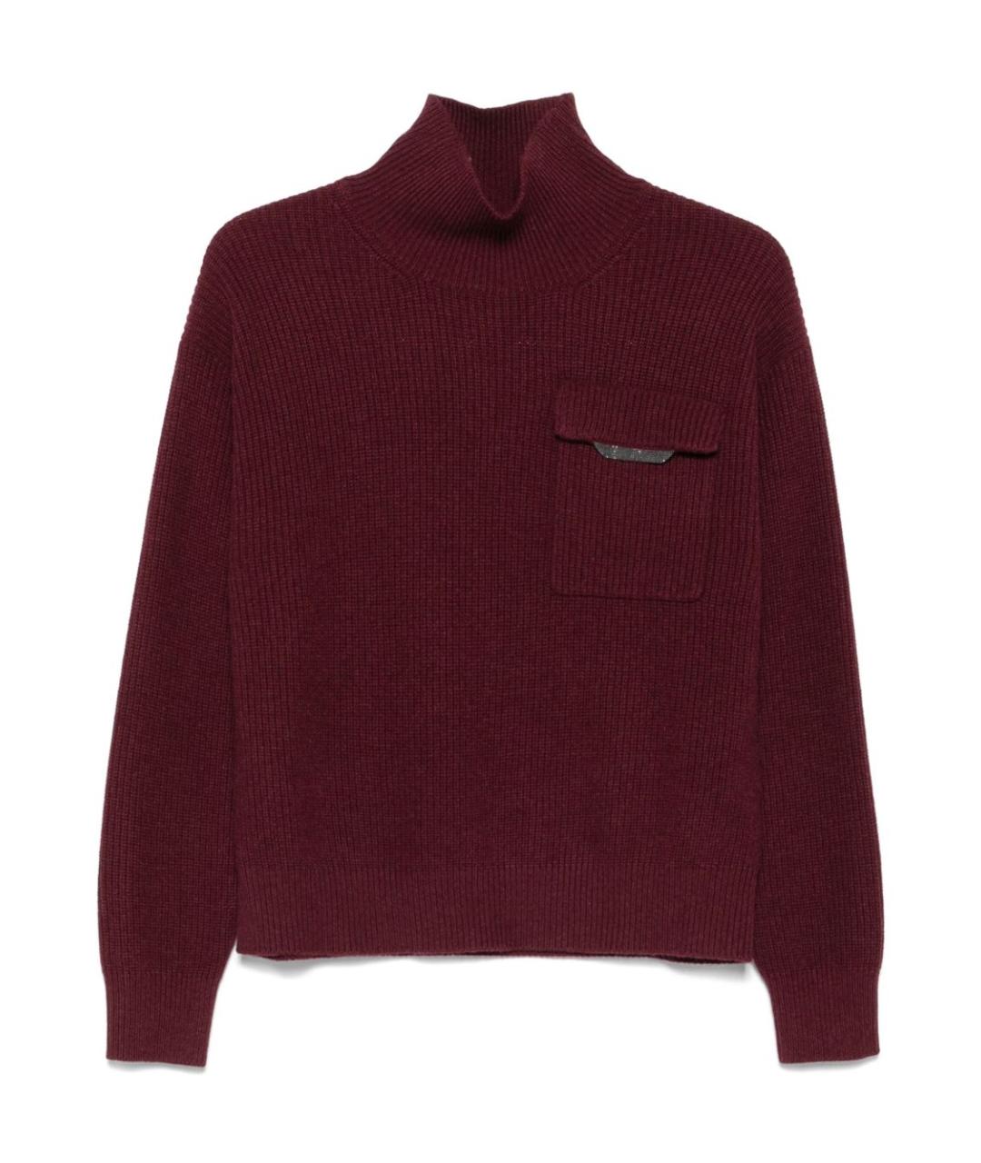 BRUNELLO CUCINELLI Бордовый кашемировый джемпер / свитер, фото 1
