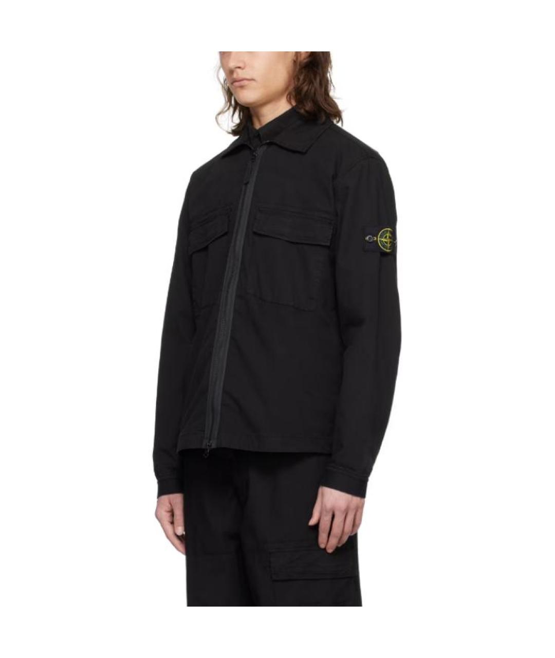 STONE ISLAND Черная хлопковая куртка, фото 4